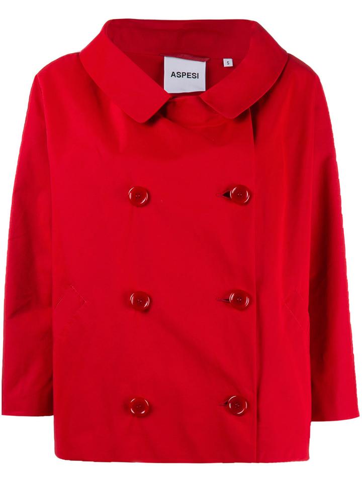 Aspesi Short Double-breasted Coat, Women's, Size: Small, Red, Cotton/polyester