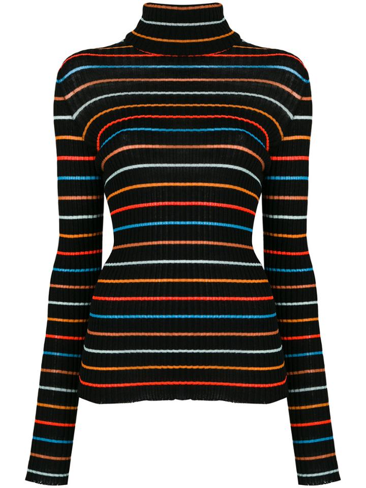 Nude Striped Roll Neck Sweater - Black