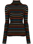 Nude Striped Roll Neck Sweater - Black