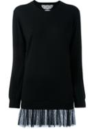 Red Valentino Tulle Bottom Sweater Dress, Women's, Size: Small, Black, Silk/polyamide/cashmere