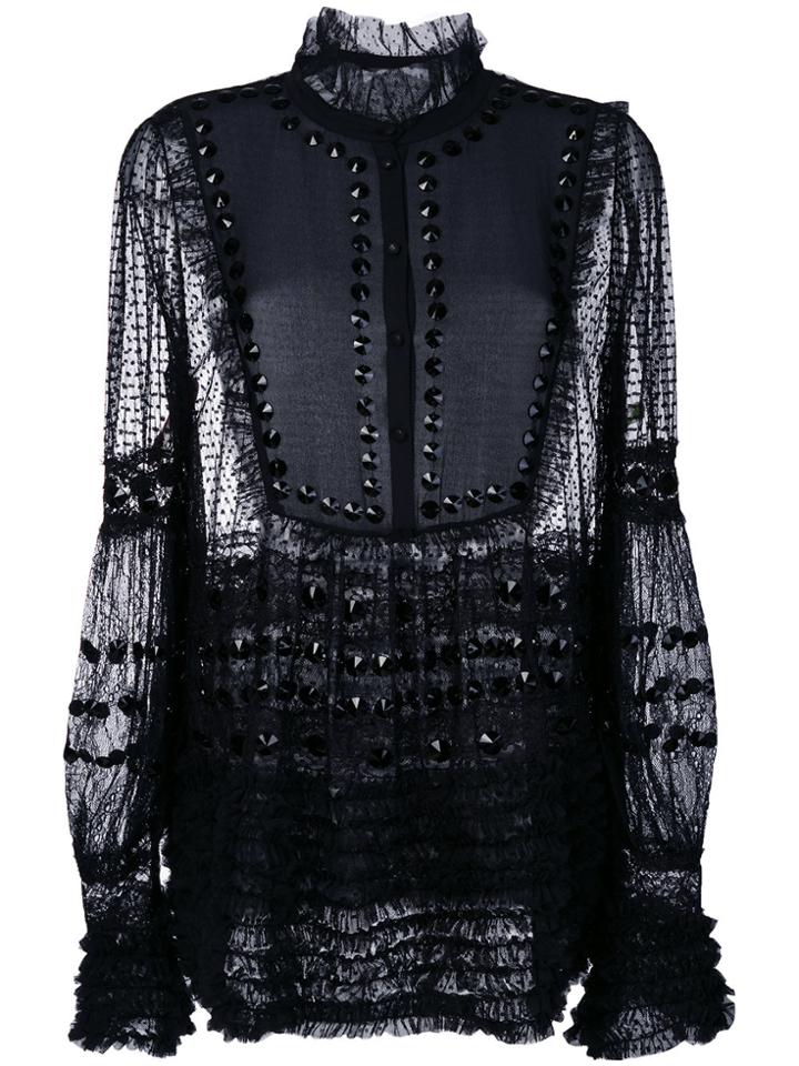 Amen Sheer Shift Blouse - Black