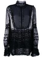 Amen Sheer Shift Blouse - Black