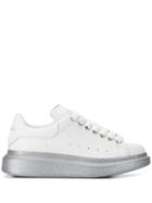 Alexander Mcqueen Oversized Glitter Sole Low-top Sneakers - White