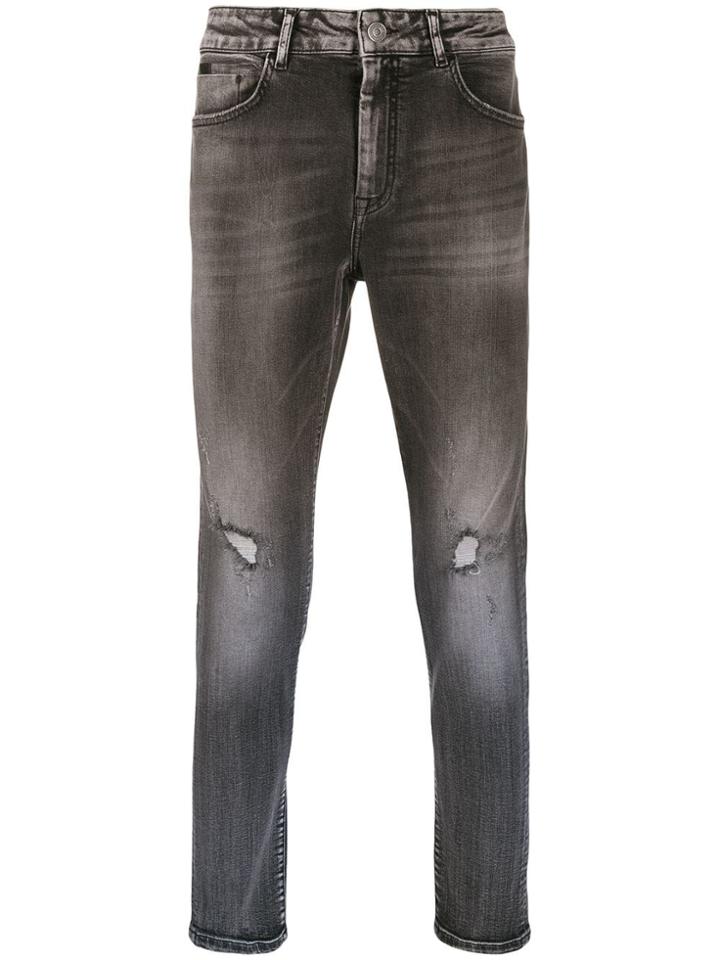 Low Brand Distressed Slim-fit Jeans - Black