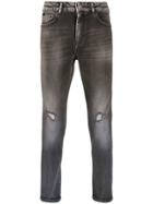 Low Brand Distressed Slim-fit Jeans - Black