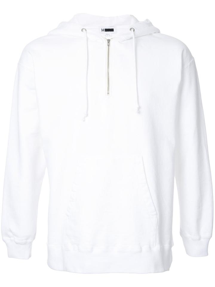 H Beauty & Youth Zip Neck Hoodie, Men's, Size: Medium, White, Cotton