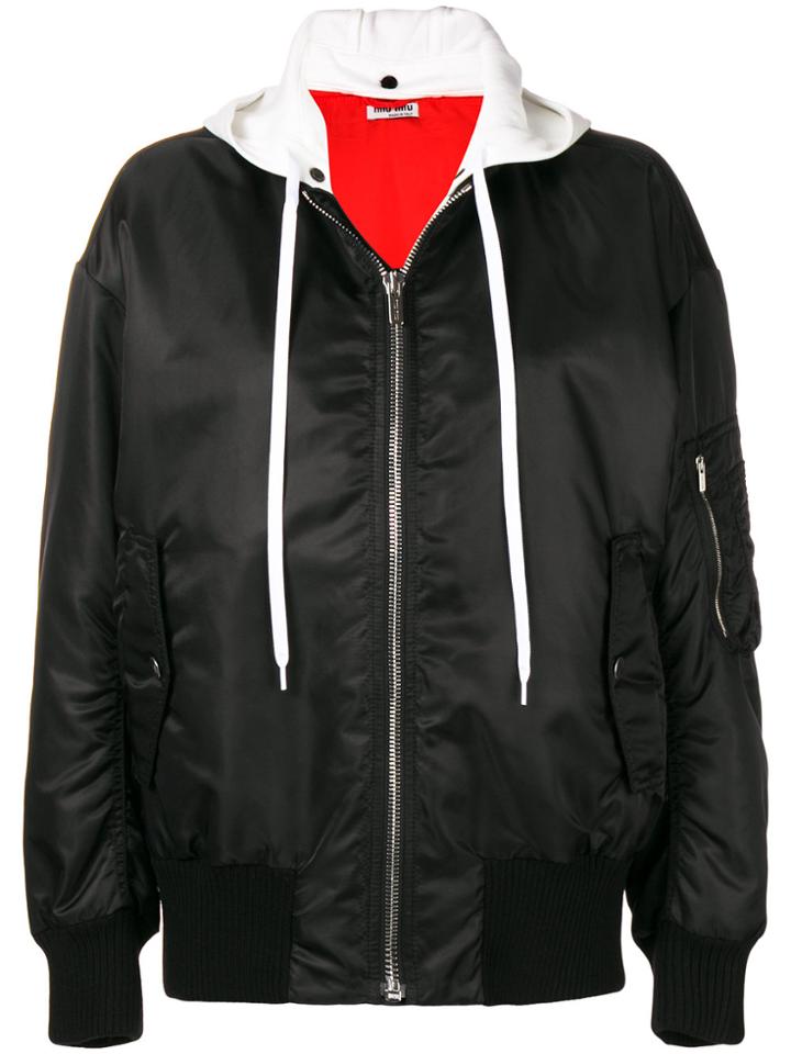 Miu Miu Hooded Bomber Jacket - Black