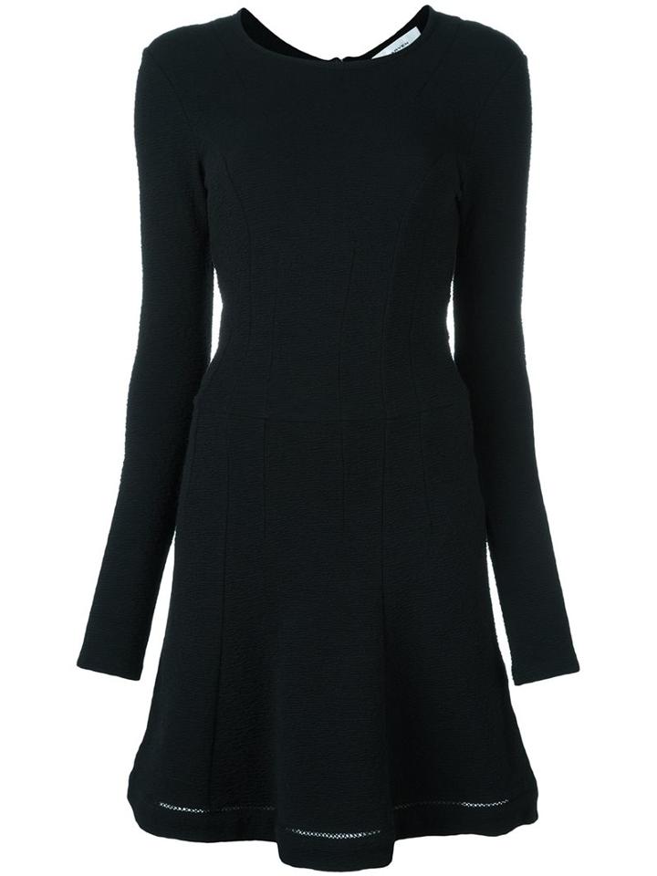 Carven Fit And Flare Dress, Women's, Size: Large, Black, Cotton/polyamide/spandex/elastane