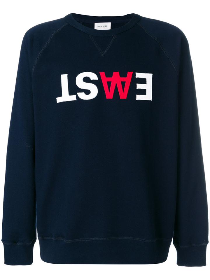 Wood Wood Slogan Front Sweatshirt - Blue