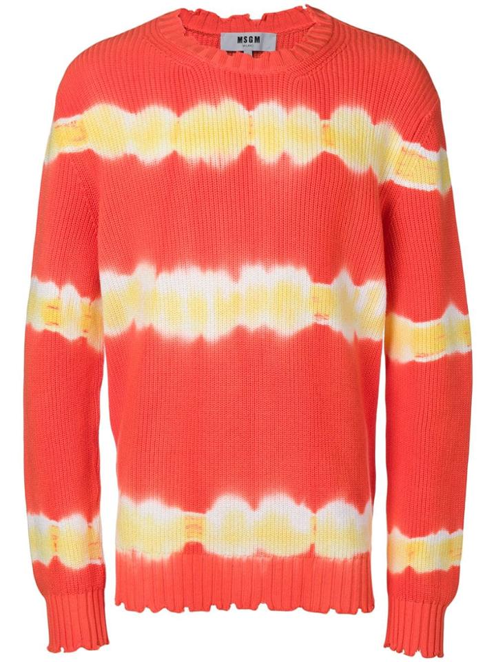 Msgm Tie-dye Knit Jumper - Orange