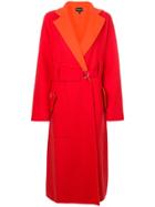 Giorgio Armani Belted Oversized Coat - Red
