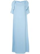 P.a.r.o.s.h. Long Bow Shoulder Dress - Blue