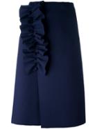Msgm Frill Detail Skirt, Women's, Size: 44, Blue, Polyester/spandex/elastane/viscose