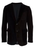 Wooster + Lardini Velvet Colour Block Blazer, Men's, Size: 50, Blue, Cotton/viscose