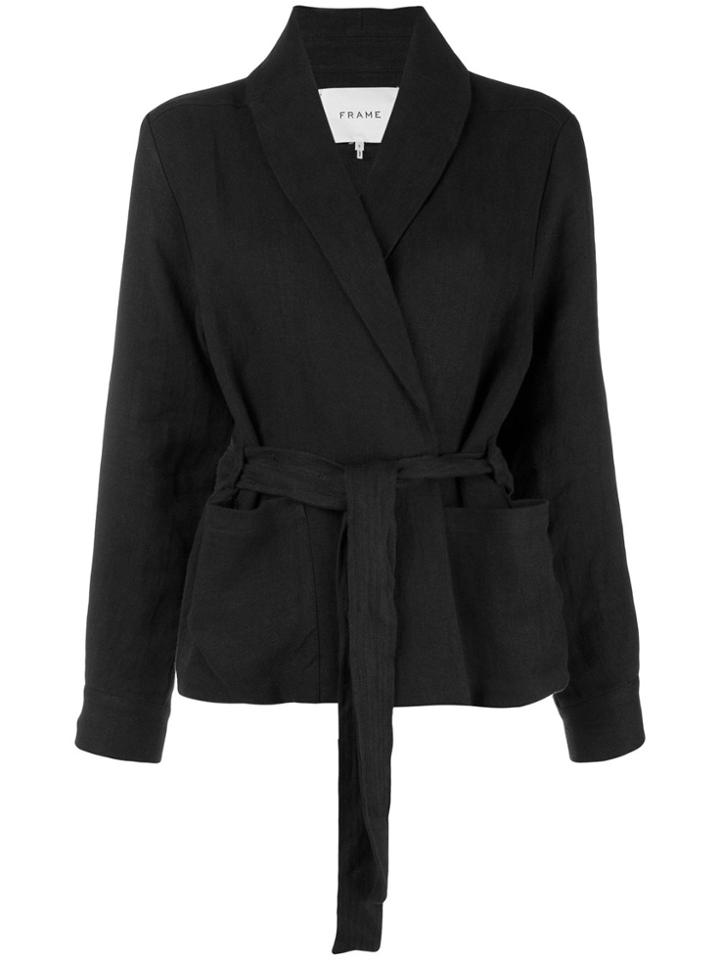 Frame Denim Relaxed Wrap Blazer - Black