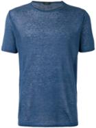 Zanone Fine Knit T-shirt, Men's, Size: 52, Blue, Linen/flax