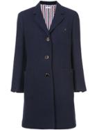 Thom Browne Unlined Button Back Sack Overcoat In Navy Solid Double