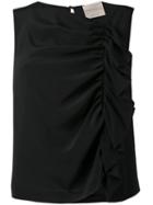 Erika Cavallini - Asymmetric Gathered Tank Top - Women - Silk/acetate - 40, Black, Silk/acetate