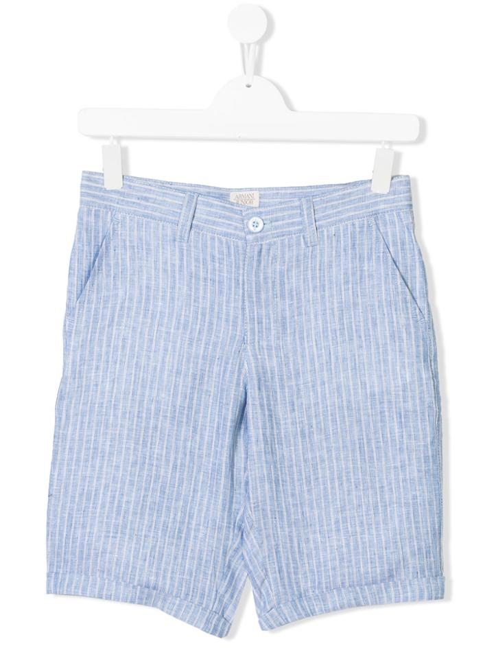 Armani Junior Striped Casual Bermudas - Blue