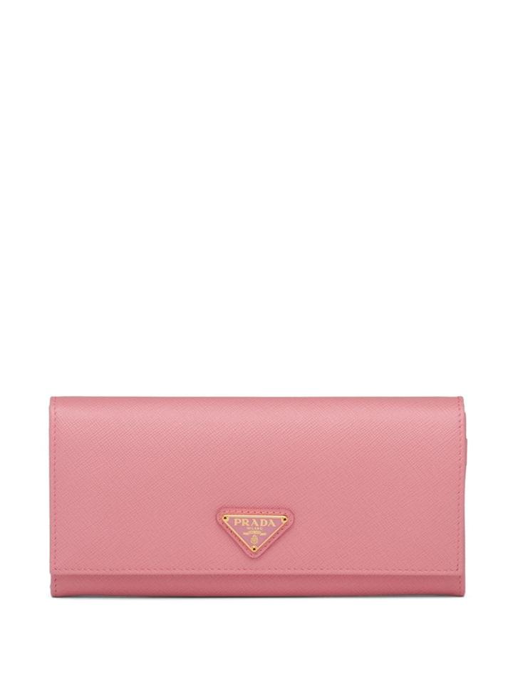 Prada Enamelled Logo Wallet - Pink