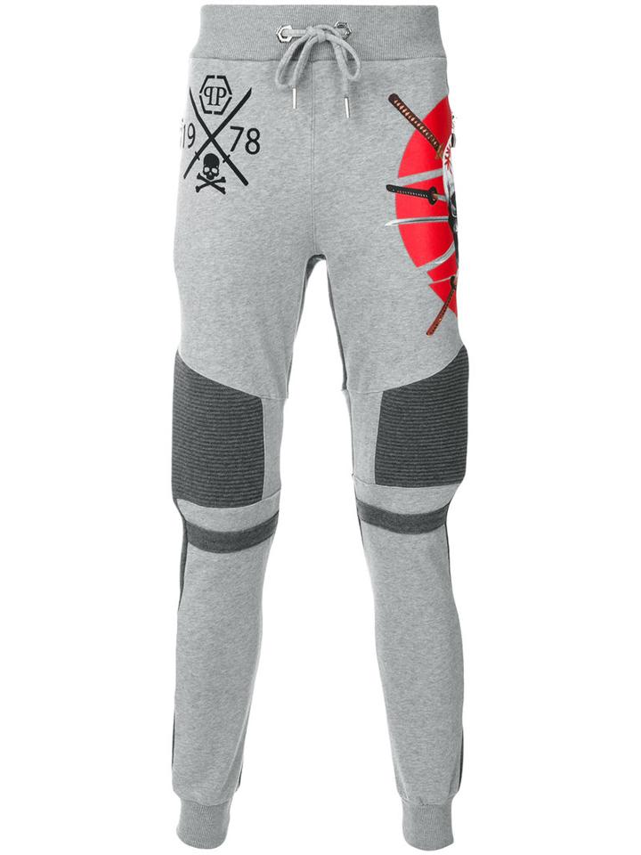 Philipp Plein - Printed Track Pants - Men - Cotton - S, Grey, Cotton