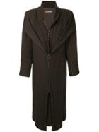 Issey Miyake Vintage Dropped Shoulders Layered Coat - Brown