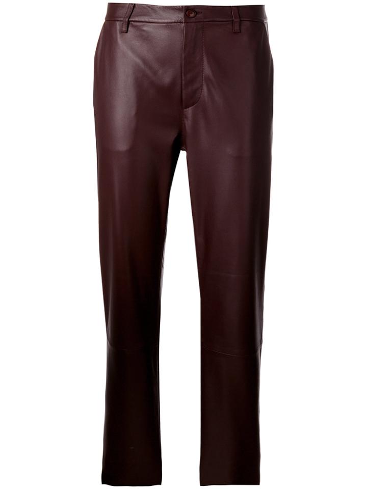 Closed Cropped Biker Trousers - Red