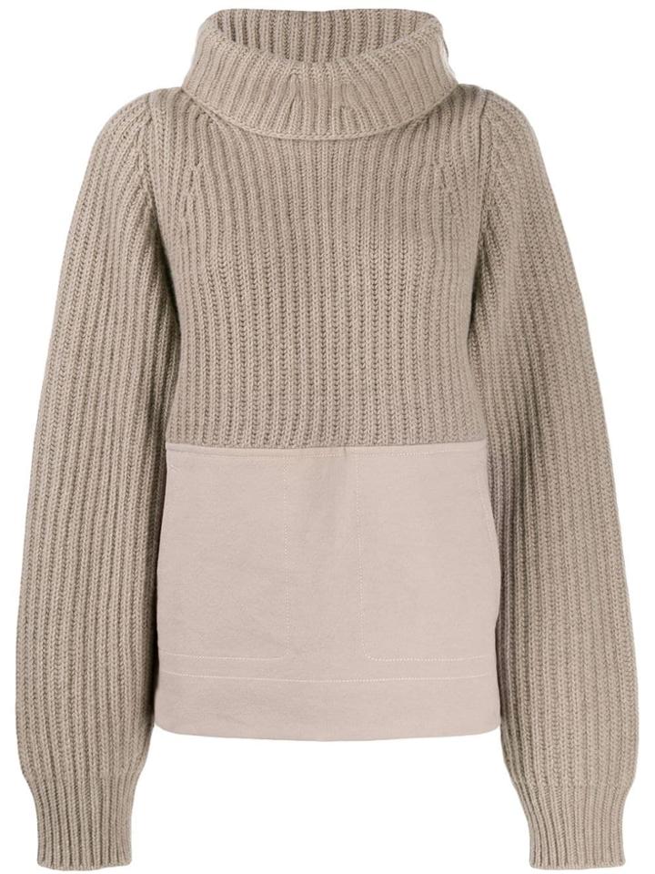 Haider Ackermann Panelled Ribbed Roll Neck Jumper - Neutrals