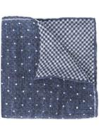 Brunello Cucinelli Dot Pattern Pocket Square, Men's, Blue, Linen/flax