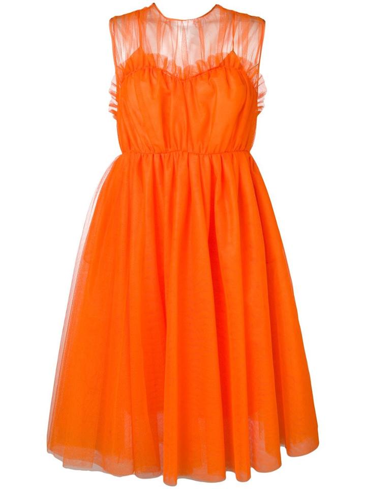 Msgm Flared Tulle Dress - Orange