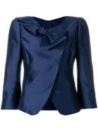 Emporio Armani Bow-embellished Fitted Jacket - Blue