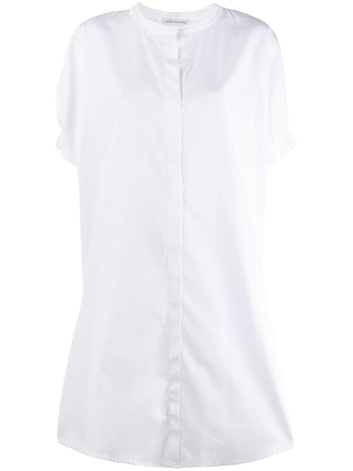 Stefano Mortari Band Collar Shirt Dress - White