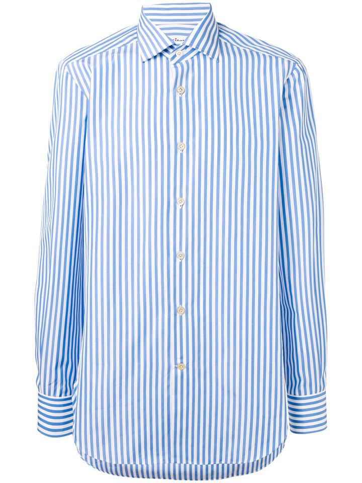 Kiton - Striped Shirt - Men - Cotton - 39, Blue, Cotton