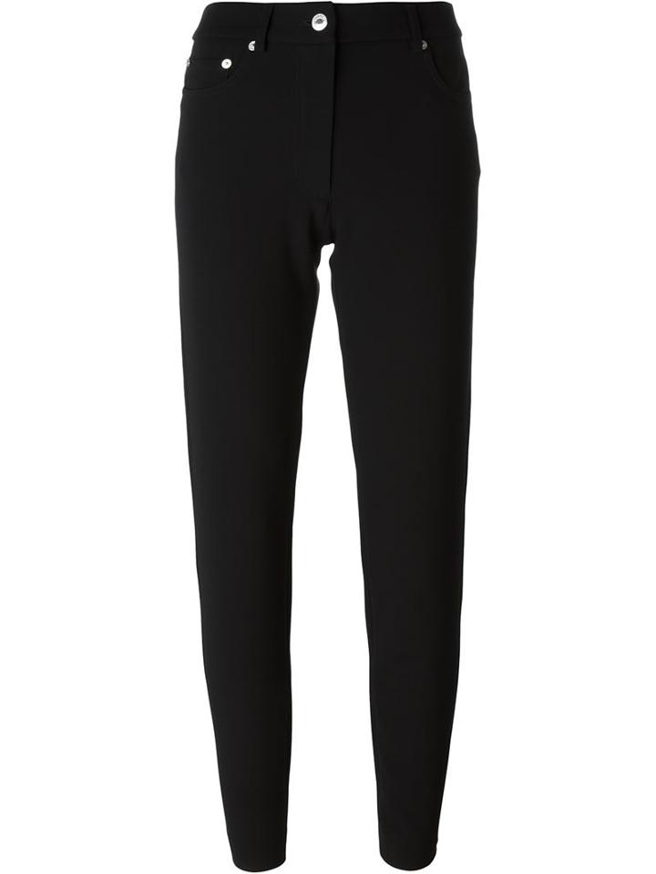 Moschino Slim Fit Trousers, Women's, Size: 40, Black, Polyester/triacetate