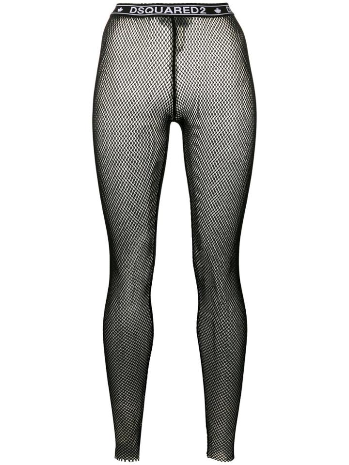 Dsquared2 Logo Band Mesh Leggings - Black