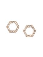 Astley Clarke Honeycomb Diamond Stud Earrings, Women's, Metallic, 14kt Gold/diamond
