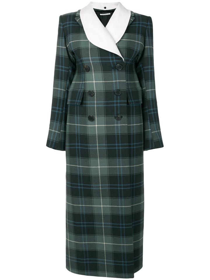 Alessandra Rich Tartan Double Breasted Coat - Blue