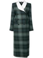 Alessandra Rich Tartan Double Breasted Coat - Blue