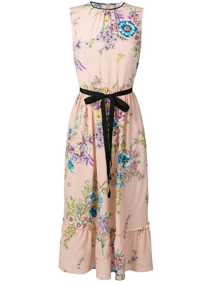 Red Valentino Waist Tie Floral Dress - Pink