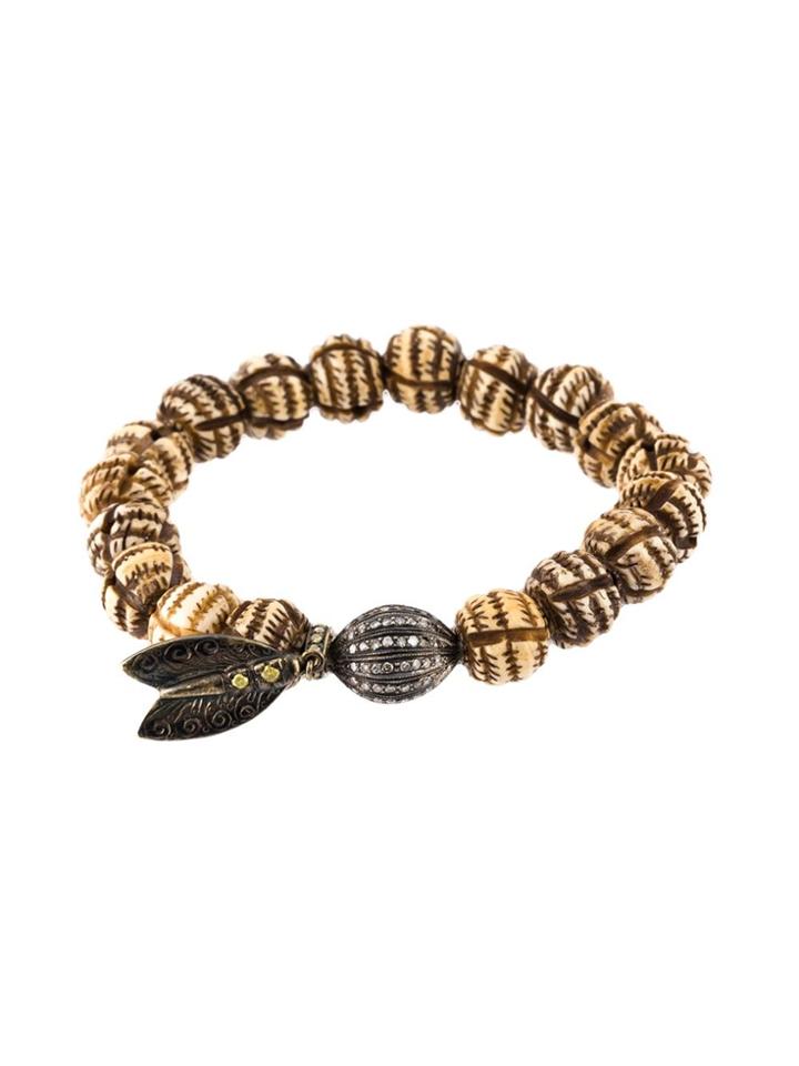 Loree Rodkin Bead Diamond Ball And Feather Bracelet - Metallic