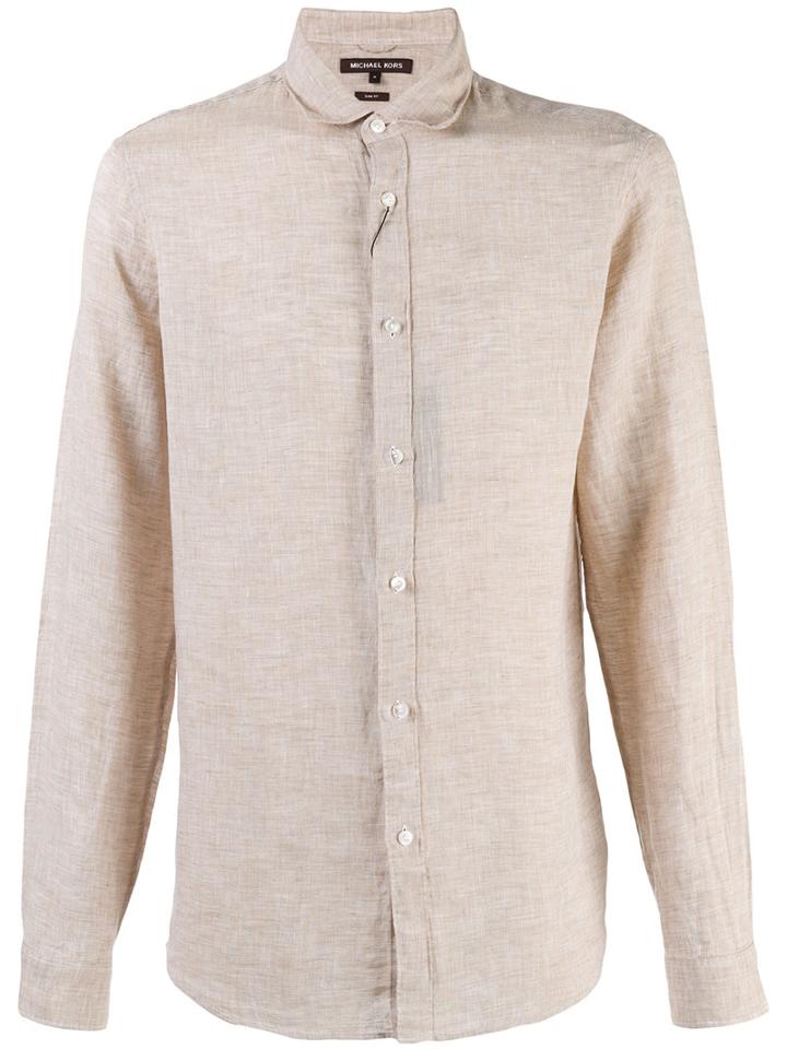 Michael Michael Kors Classic Shirt, Men's, Size: Medium, Nude/neutrals, Linen/flax
