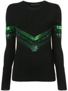 Sally Lapointe Sequin Chevron Detail Sweater - Black