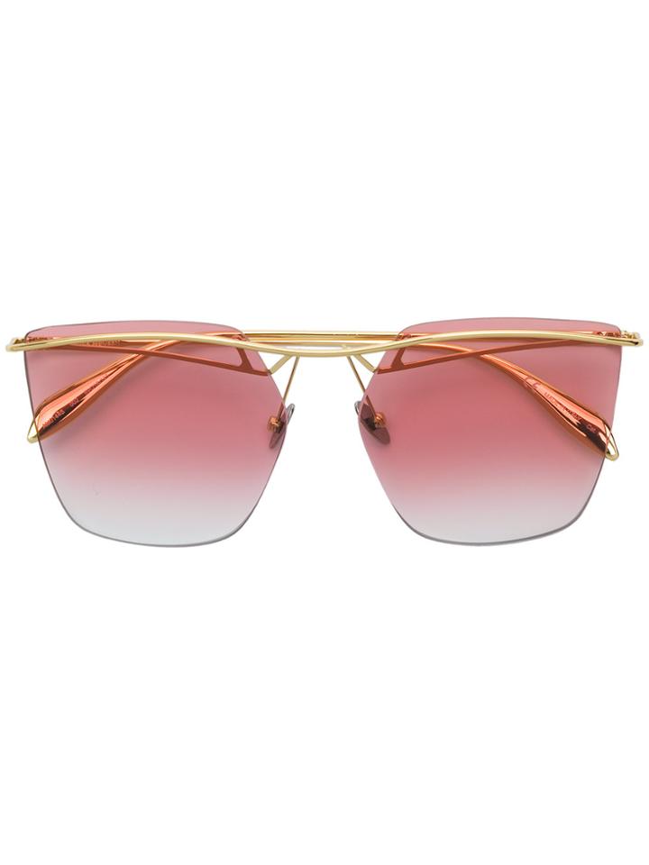 Alexander Mcqueen Eyewear Curved Aviator Sunglasses - Metallic