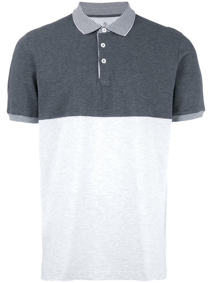 Brunello Cucinelli Colour Block Polo Shirt, Men's, Size: Small, Grey, Cotton