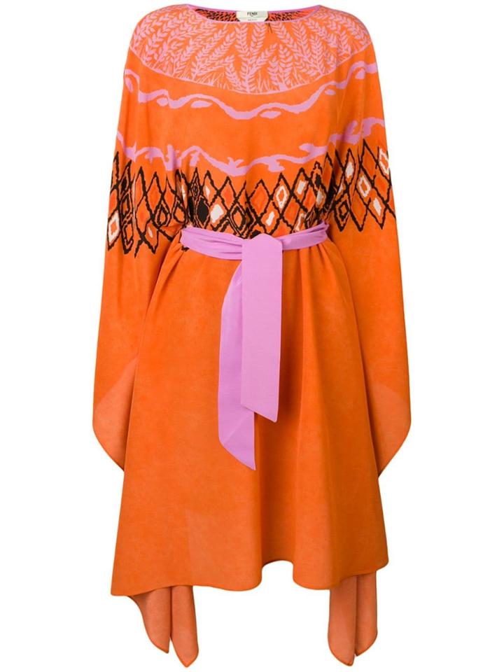Fendi Printed Short Kaftan - Orange