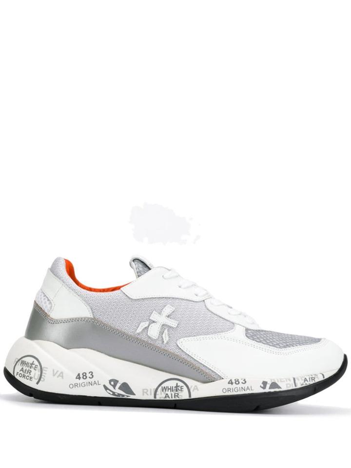 White Premiata Logo Print Sneakers