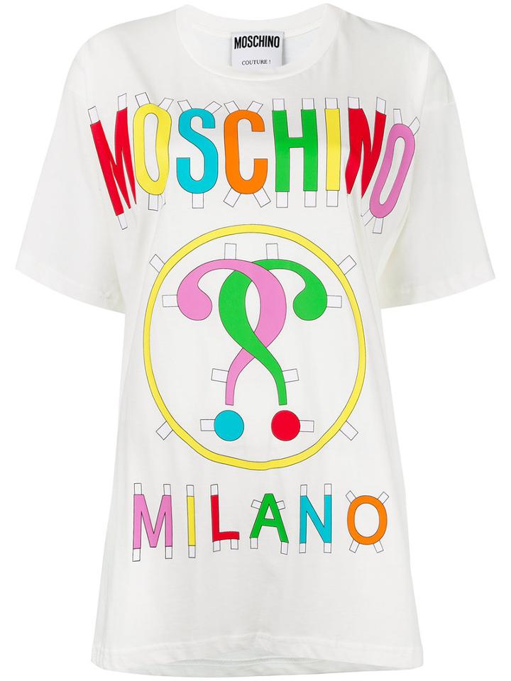 Moschino Logo Paper Cut Out T-shirt, Women's, Size: Xxs, White, Cotton