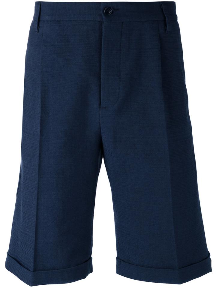 Mp Massimo Piombo - Knee Length Tailored Shorts - Men - Cotton/linen/flax/spandex/elastane - 50, Blue, Cotton/linen/flax/spandex/elastane