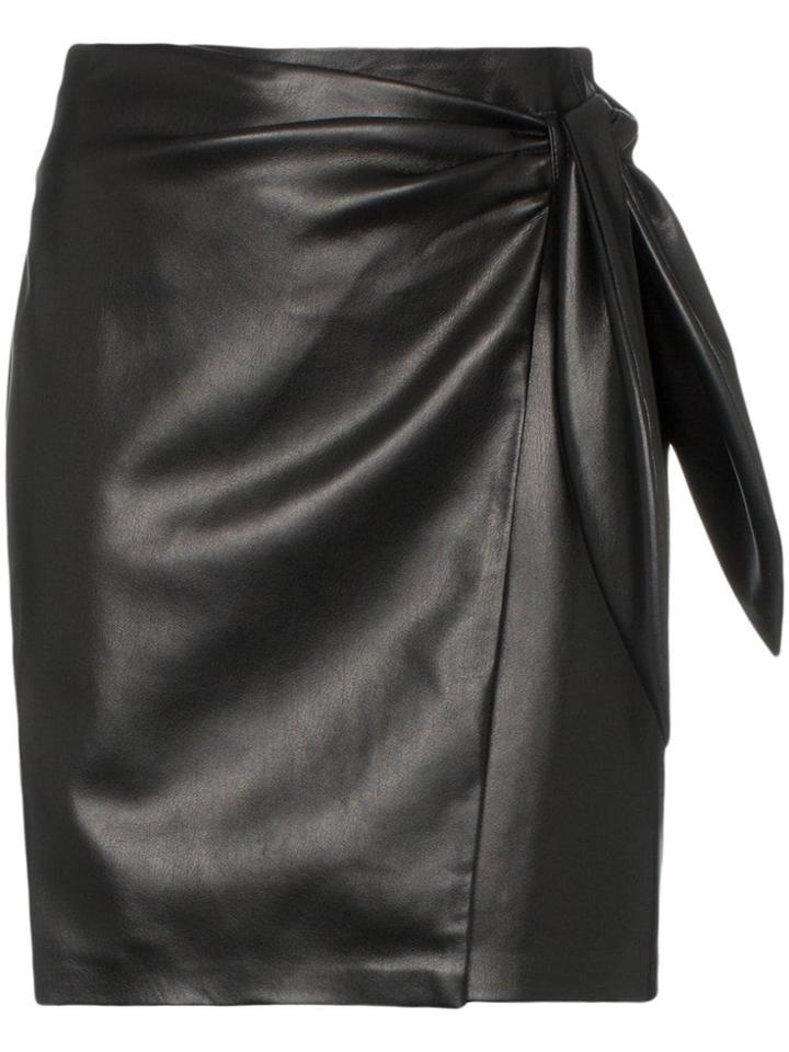 Nanushka Iowa Tie Waist Vegan Leather Mini Skirt - Black