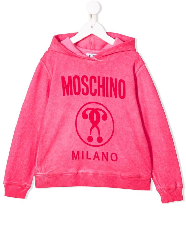 Moschino Kids Teen Logo Print Hoodie - Pink
